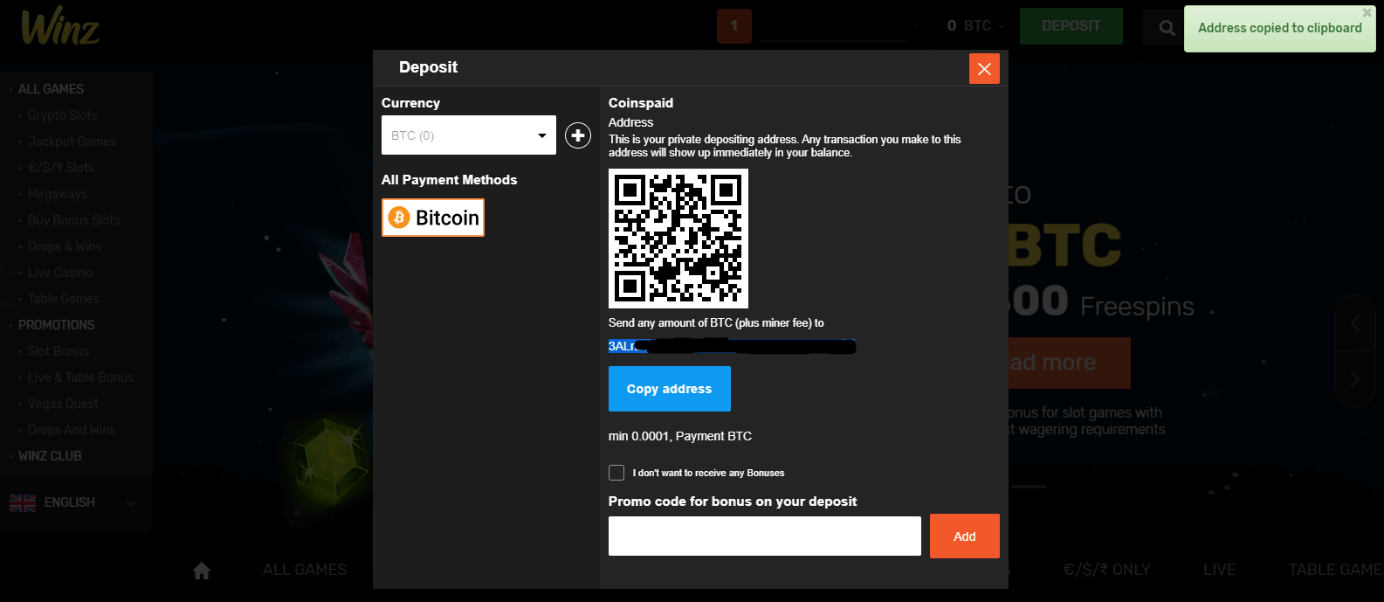 How to deposit with Bitcoins