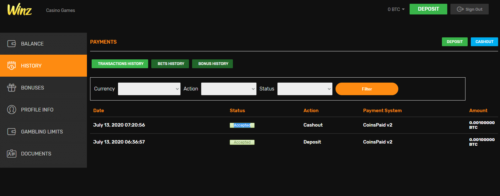 How to deposit with Bitcoins